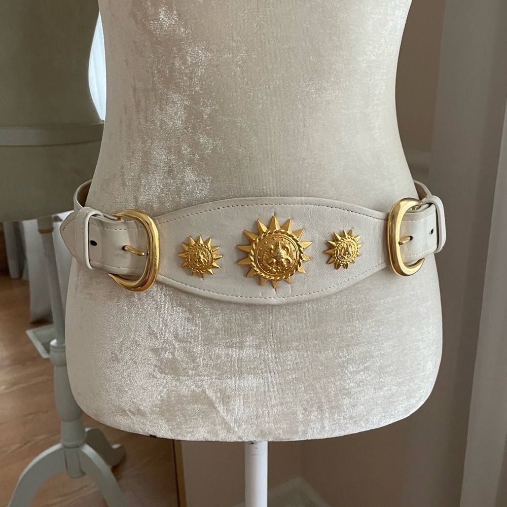 R.J. Graziano White and Gold Sun Motif Belt